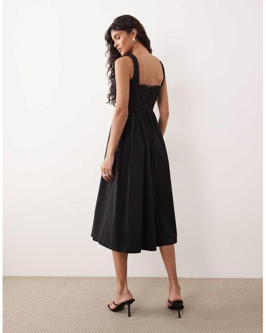 Gina Tricot Black Corset Midi Dress