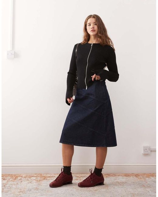 Reclaimed Vintage Blue Denim Column Midaxi Skirt With Seam Detail