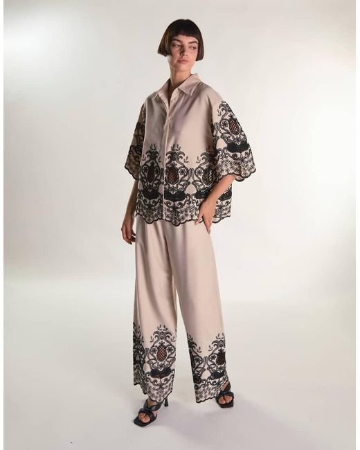 Glamorous Natural Embroidered Oversize Shirt