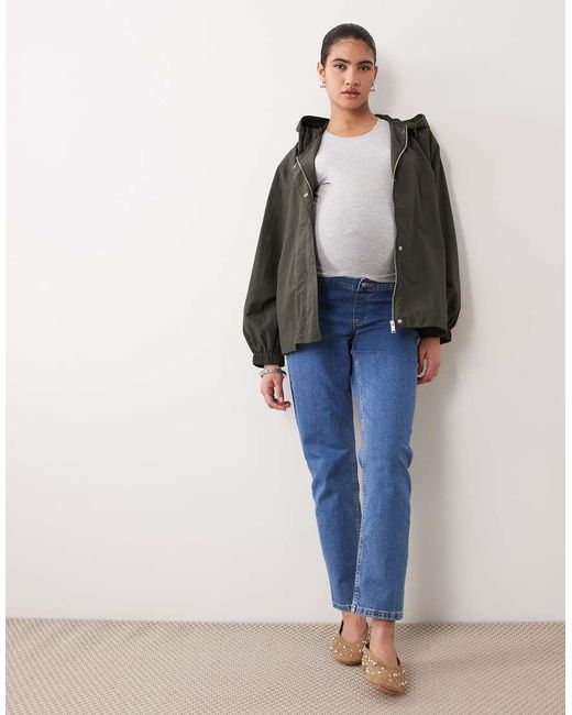 ASOS Brown Asos Design Maternity Bubble Hem Rain Bomber Jacket