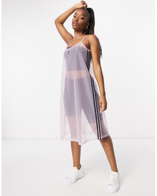 Adidas Originals Purple – transparentes kleid aus netzstoff