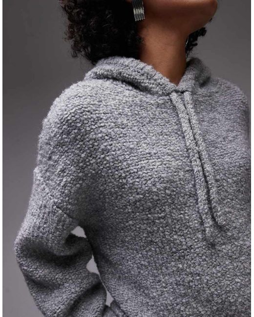 Sudadera Con Capucha De Punto De Mezcla De Lana Premium De TOPSHOP de color Gray