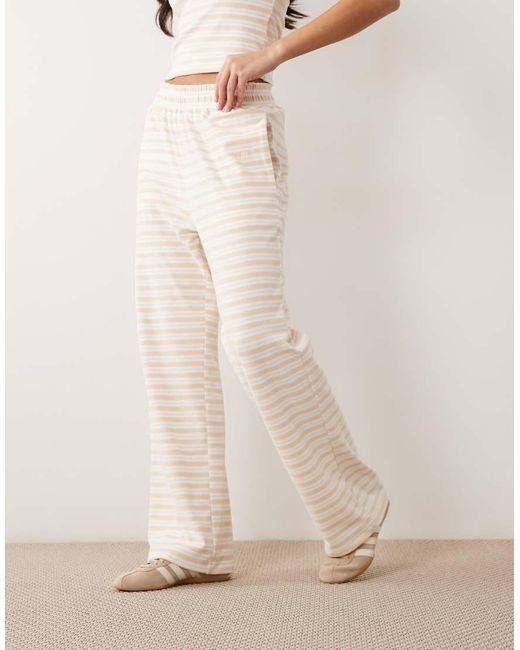 Wanderdoll Natural Frankie Premium Jersey Wide Leg Trousers Co-Ord