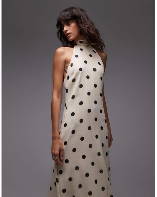 ASOS Gray Chiffon High Neck Halter Maxi Dress