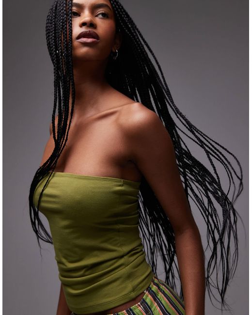 TOPSHOP Green – trägerloses longline-oberteil