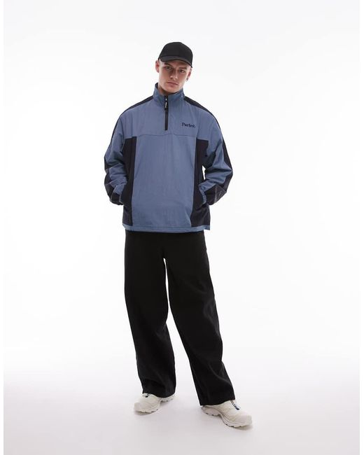 Parlez Blue Pulse 1/4 Zip Windbreaker Jacket for men