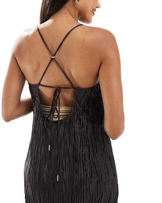 Vero Moda Black Textured Plisse Cami Maxi Dress