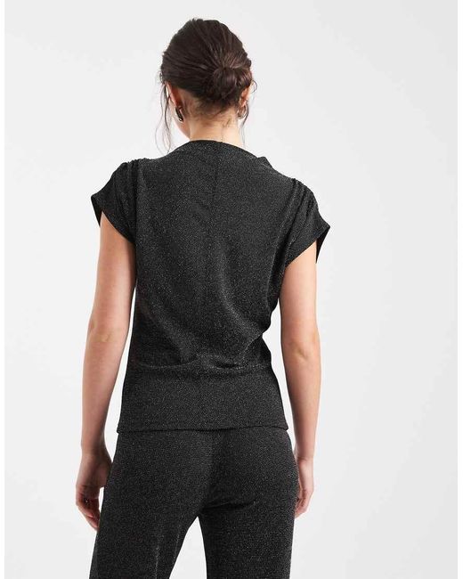 Vero Moda Black Glitter Sleeveless Slash Neck Top Co-ord