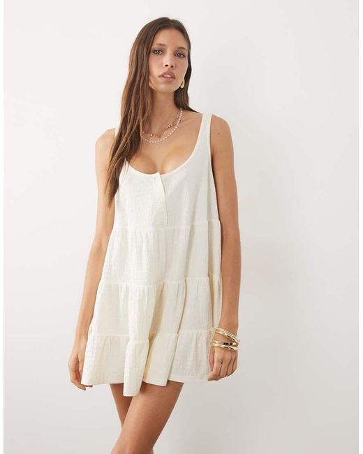 Miss Selfridge Natural Tiered Jersey Playsuit