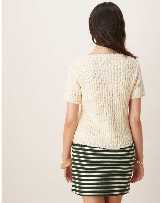 Cárdigan Con Cuello Ancho Y Botones De Punto De Hilo Texturizado De -Blanco ASOS de color Natural