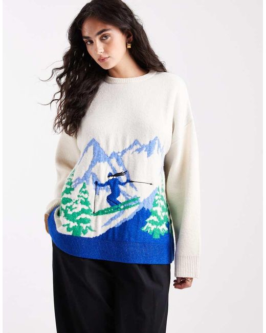 ASOS Blue Ski Scenic Sweater