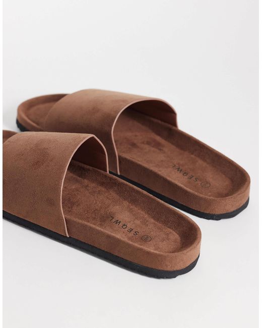 SEQWL Brown Marina Sliders for men