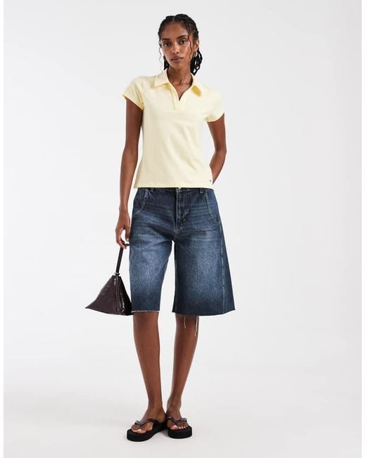 Hollister Blue Y2k Fitted Short Sleeve Polo