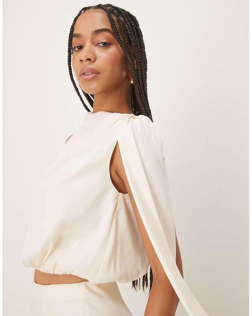 Six Stories Natural Drape Detail High Neck Top