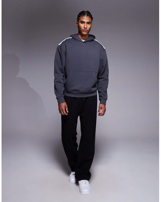 ASOS Blue Oversized Dropped Shoulder Hoodie With Shoulder Tape for men