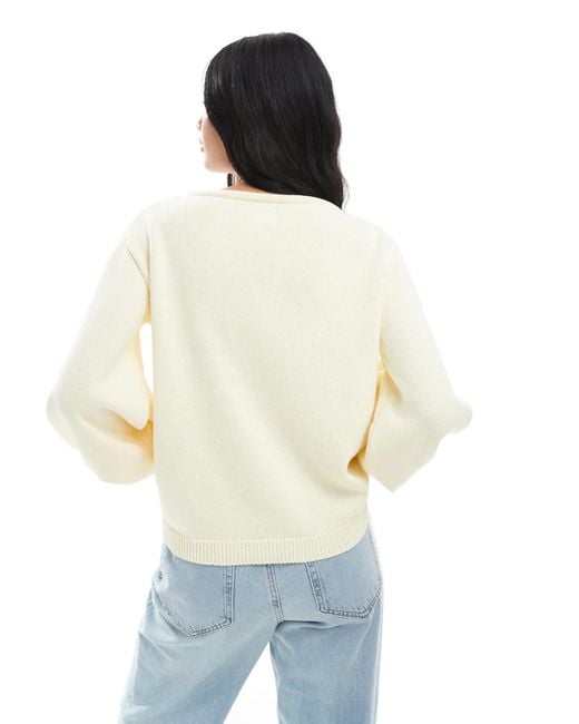 ASOS White Oversized Jumper With Balloon Sleeve