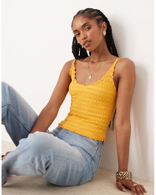 Free People Yellow Pucker Up Seamless Strappy Top