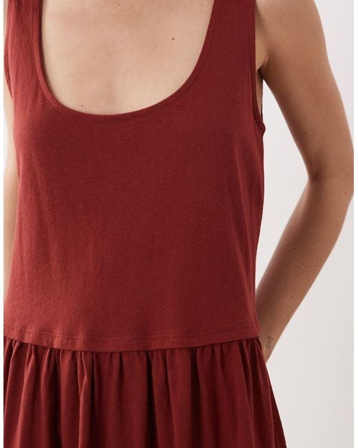 ASOS Red Scoop Neck Drop Waist Midi Dress