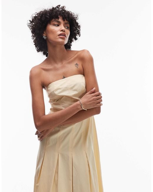 TOPSHOP White Seamed Detail Bandeau Midi Dress