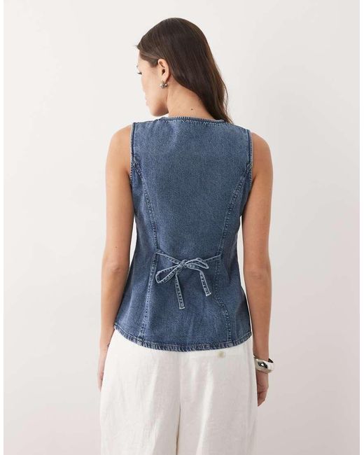 Threadbare Blue Crew Neck Denim Waistcoat