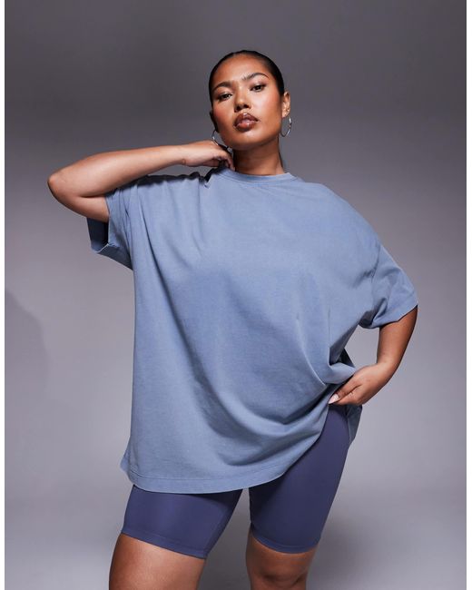 4505 Blue Curve – icon – kastiges, schnelltrocknendes oversize-trainings-t-shirt aus schwerer baumwollein verwaschenem china