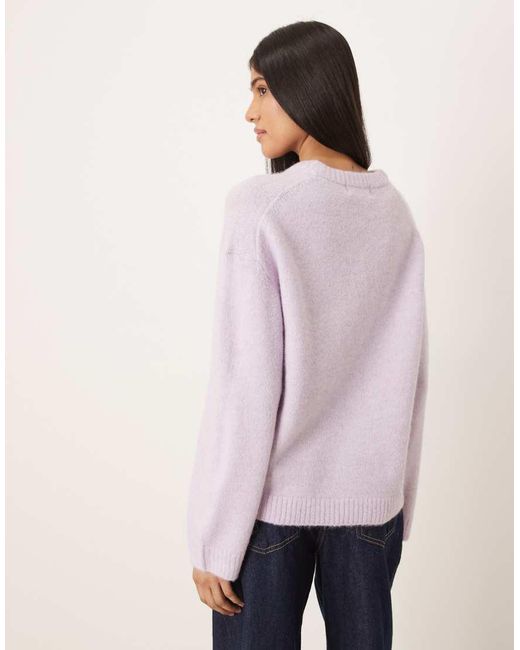 Gina Tricot Purple Alpaca Crew Neck Knitted Wool Alpaca Sweater