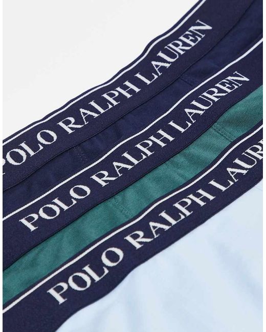 Polo Ralph Lauren Blue 3 Pack Logo Waistband Trunks for men