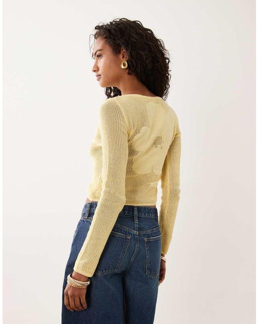 ASOS White Fine Knit Floral Top