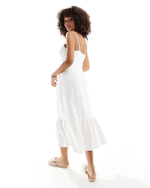 New Look White Button Through Strappy Midi Dress