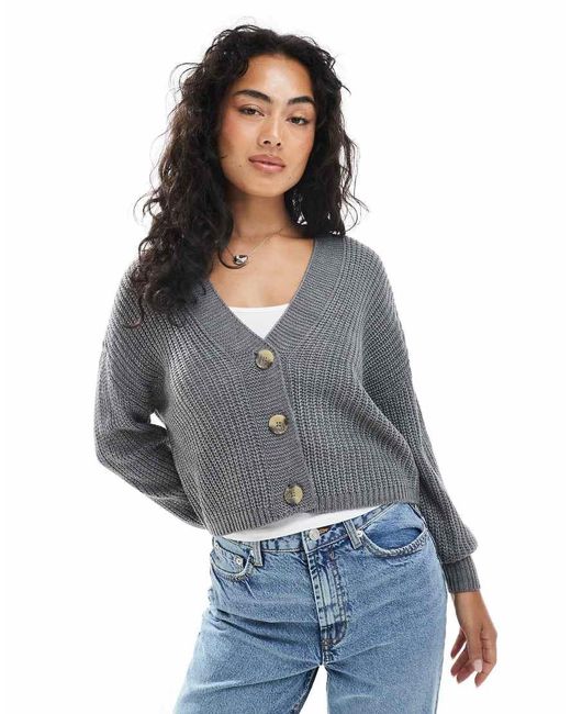 ONLY Gray Ribbed Knitted Cardigan