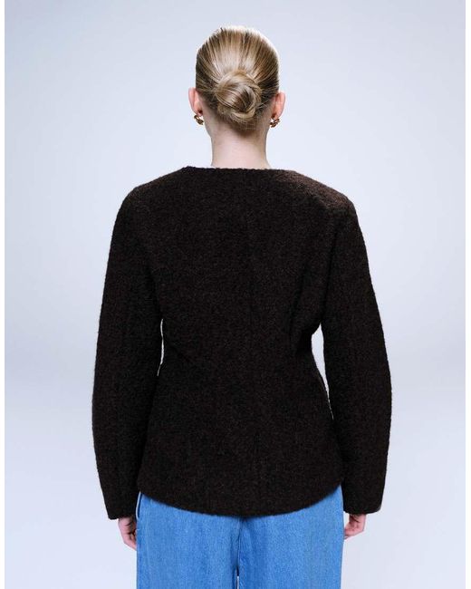 Jdy Brown Boucle Fitted Blazer Jacket