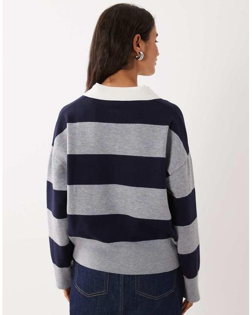 Mango Blue Knitted Polo Shirt