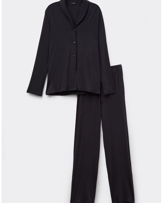 Tezenis Blue Long Open Viscose Pyjamas