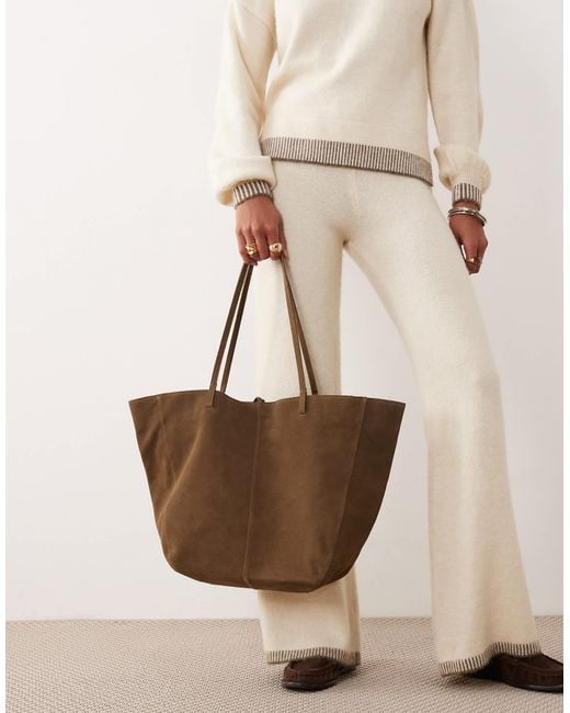 Mango Natural Suede Tote Bag