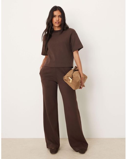 Mango Brown – gerade geschnittene hose aus baumwollmix-jersey