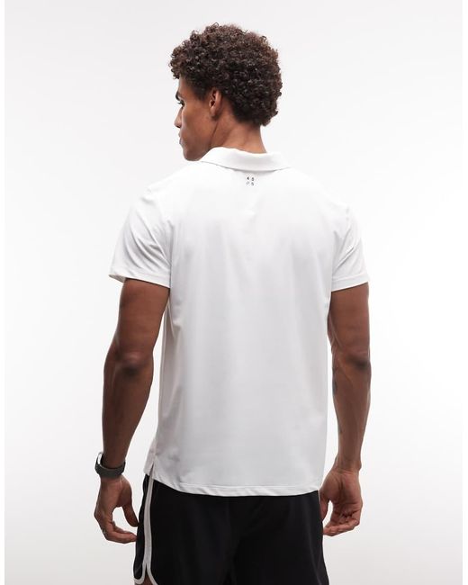4505 White Quick Dry Performance Polo With Zip Neck for men