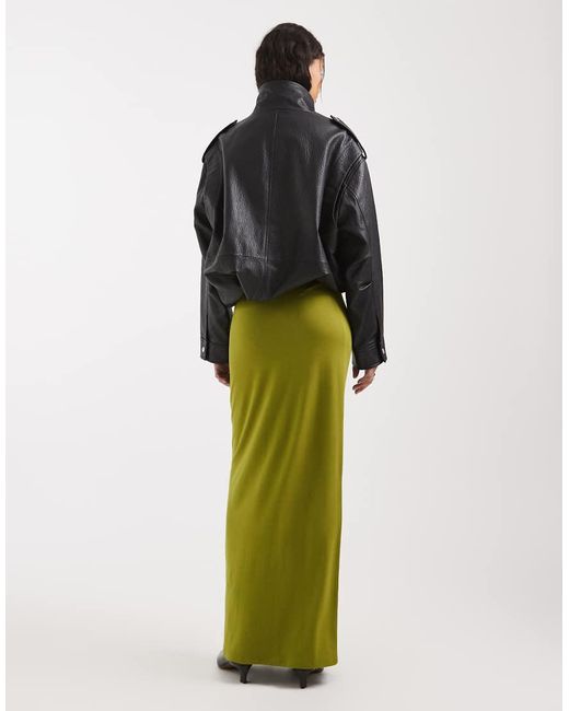 ASOS Green Jersey Column Maxi Skirt