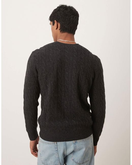 Polo Ralph Lauren Black Icon Logo Wool Cable Knit Jumper for men