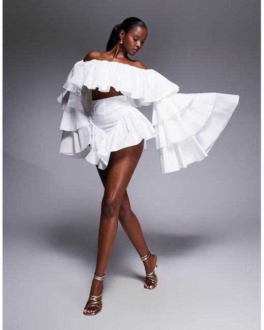 Pantalones Cortos Blancos De Talle Alto Con Volantes Madonna De (Parte De Un Conjunto) The Dolls House de color White