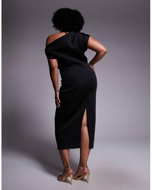 ASOS Black Asos Design Curve Dramatic Neckline Midi Dress