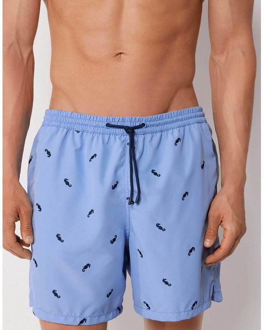 Calzedonia Blue Pattern Swim Boxer Formentera for men