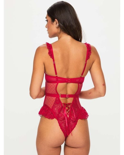Ann Summers Red Entice Me Crotchless Teddy