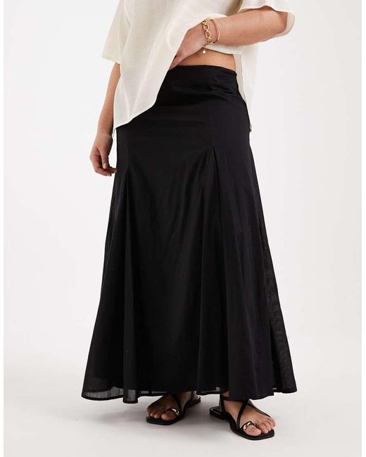 ASOS White Asos Design Curve Cotton Godet Maxi Skirt
