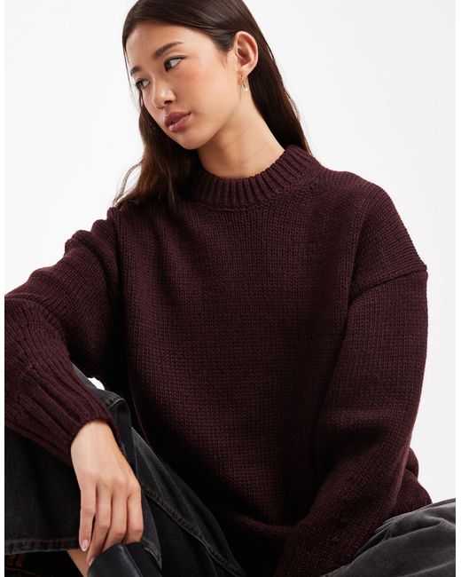 Pull oversize à col ras ASOS en coloris Purple