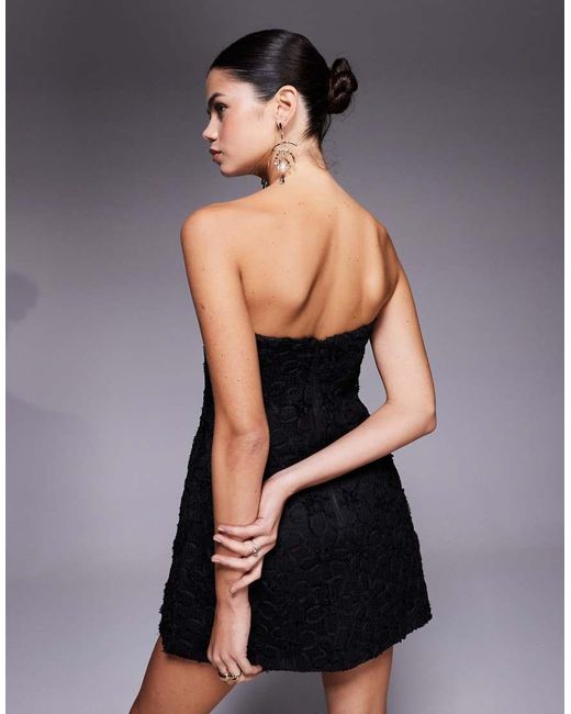 Bardot Gray Karoline Strapless Textured Mini Dress