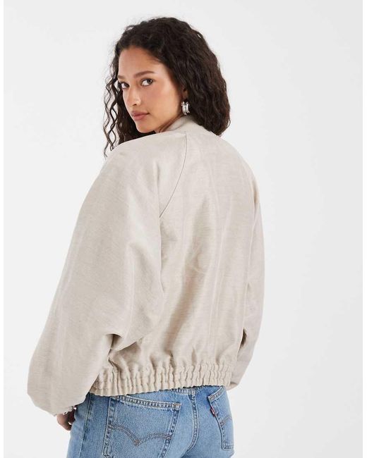 & Other Stories White Matt Satin Bomber Jacket