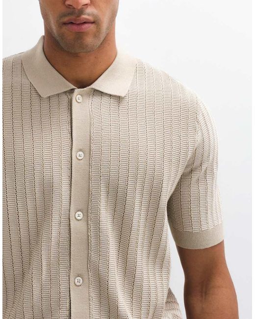 Mango White Retro Fine Knit Shirt for men