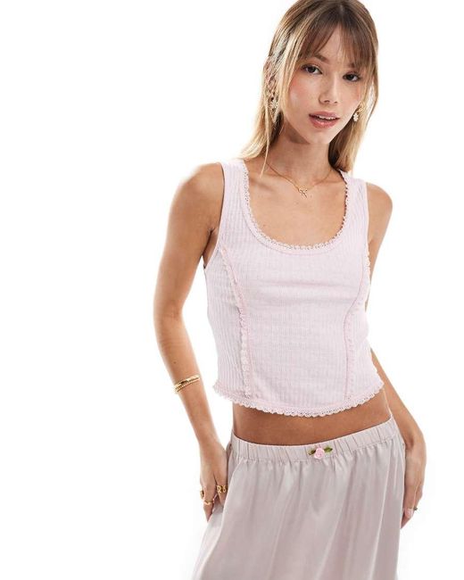 Miss Selfridge White Lace Vest Top