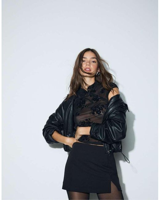 Stradivarius Black Skort With Side Slit