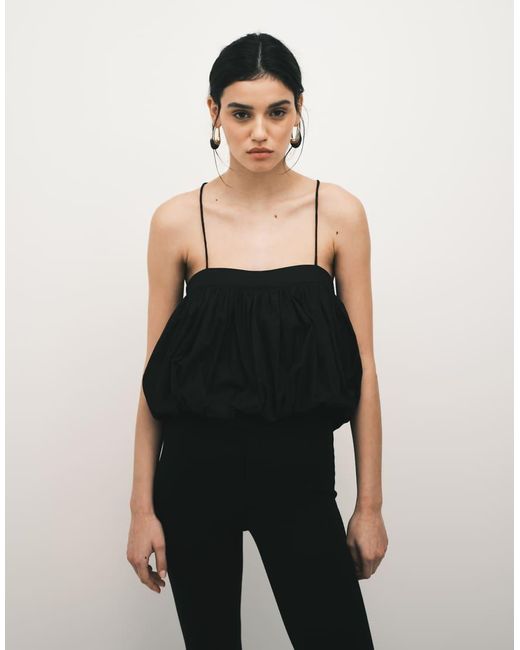 ASOS Black Halter Bubble Hem Top